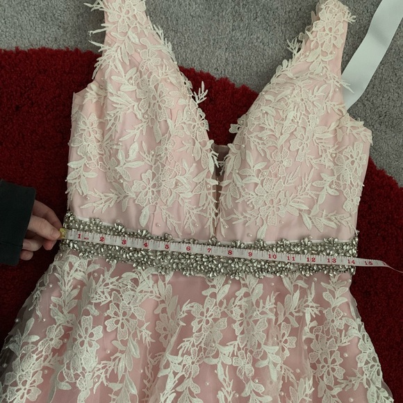 Flower Lace Pink Prom Dress - Picture 11 of 11